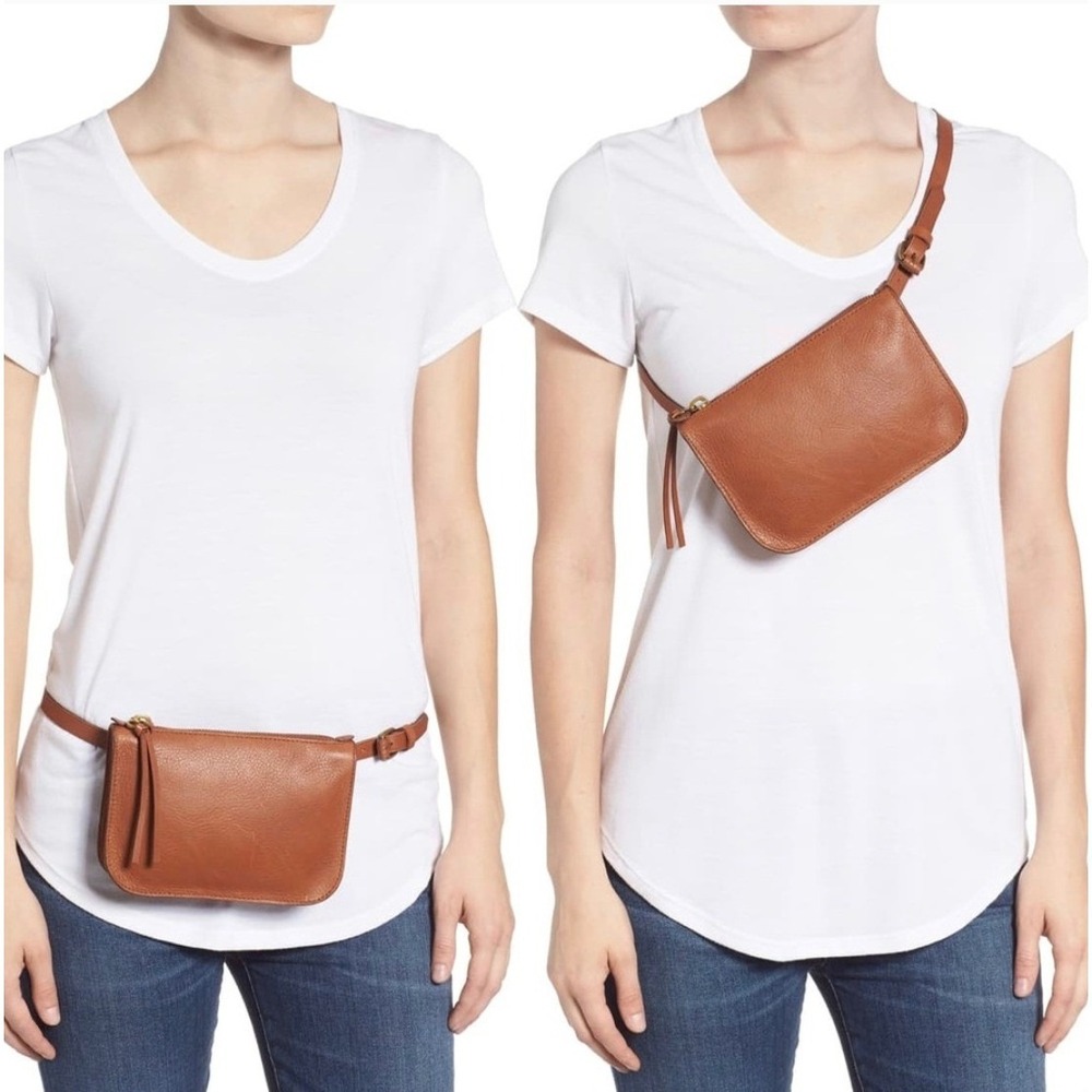 BNWT Madewell The Simple Pouch Belt Bag Fanny Pack English Saddle Leather Brown
